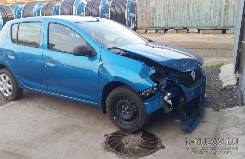 Смотреть подробности о ремонте Renault Sandero Кузовной ремонт последствий удара в переднюю часть автомобиля