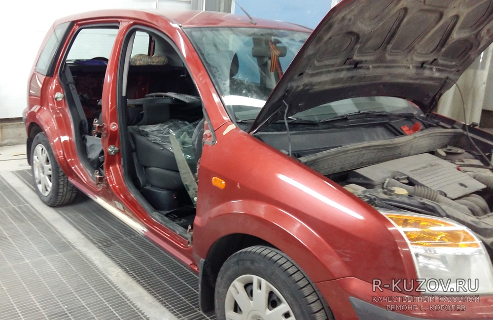 Ford Fusion  / ремонт и окрас: капот, передняя правая дверь, правый порог, крышка багажника. Замена переднего бампера, полировка кузова. / СТО Р-Кузов / ремонт