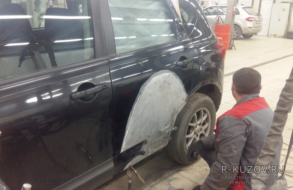 Nissan Qashqai / ремонт задней двери и арки заднего крыла / СТО Р-Кузов / ремонт